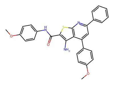 3-amino-N,4-bis(4-methoxyphenyl)-6-phenylthieno[2,3-b]pyridine-2-carboxamide structure