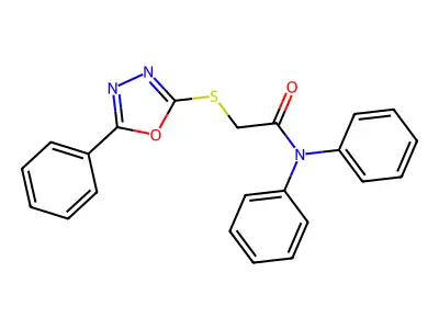 N,N-Diphenyl-2-((5-phenyl-1,3,4-oxadiazol-2-yl)thio)acetamide structure