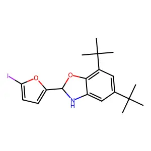 5,7-Ditert-butyl-2-(5-iodofuran-2-yl)-2,3-dihydro-1,3-benzoxazole structure
