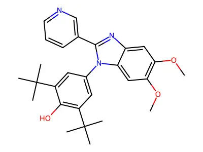 2,6-Ditert-butyl-4-(5,6-dimethoxy-2-pyridin-3-ylbenzimidazol-1-yl)phenol structure