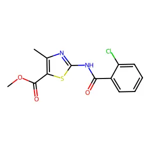 Methyl 2-[(2-chlorobenzoyl)amino]-4-methyl-1,3-thiazole-5-carboxylate structure