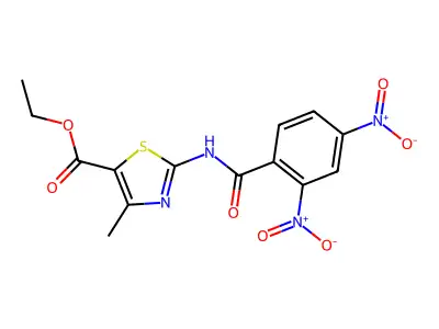 Ethyl 2-(2,4-dinitrobenzamido)-4-methylthiazole-5-carboxylate structure