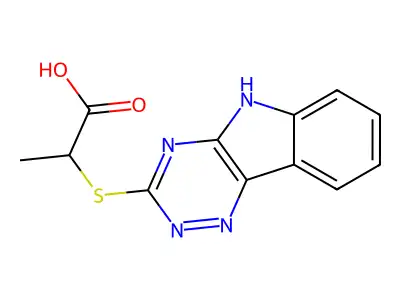 2-(5H-[1,2,4]triazino[5,6-b]indol-3-ylsulfanyl)propanoic acid structure