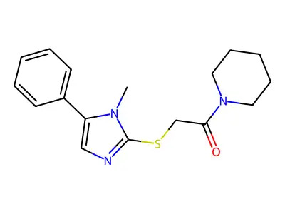 2-(1-Methyl-5-phenylimidazol-2-yl)sulfanyl-1-piperidin-1-ylethanone structure