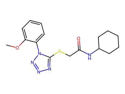 N-cyclohexyl-2-[1-(2-methoxyphenyl)tetrazol-5-yl]sulfanylacetamide structure