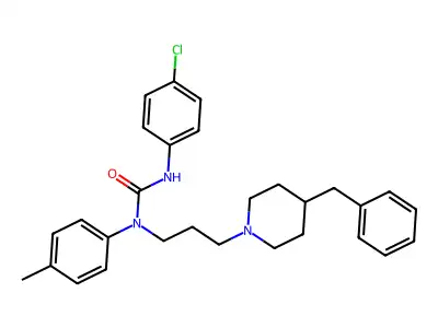 Urea, N'-(4-chlorophenyl)-N-(4-methylphenyl)-N-(3-(4-(phenylmethyl)-1-piperidinyl)propyl)- structure