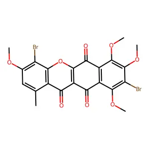11H-BENZO(b)XANTHENE-6,11,12-TRIONE, 4,9-DIBROMO-1-METHYL-3,7,8,10-TETRAMETHOXY- structure