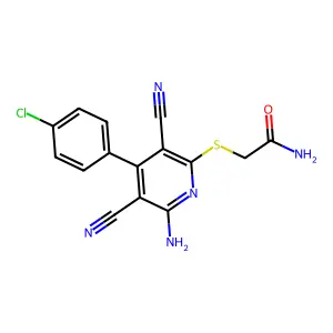 2-((6-Amino-4-(4-chlorophenyl)-3,5-dicyanopyridin-2-yl)thio)acetamide structure