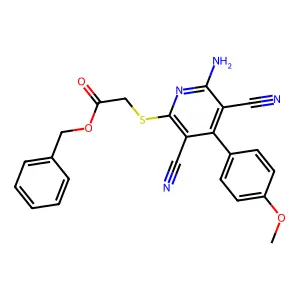 Benzyl {[6-amino-3,5-dicyano-4-(4-methoxyphenyl)pyridin-2-yl]sulfanyl}acetate structure