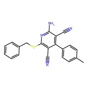2-Amino-6-(benzylthio)-4-(p-tolyl)pyridine-3,5-dicarbonitrile structure