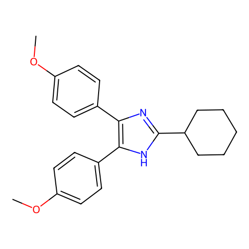 2-cyclohexyl-4,5-bis(4-methoxyphenyl)-1H-imidazole structure