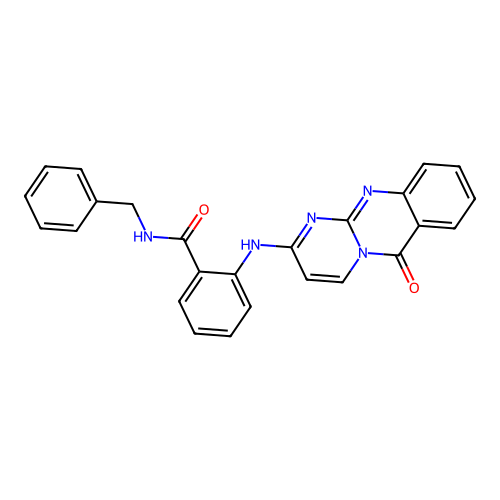 N-benzyl-2-((6-oxo-6H-pyrimido[2,1-b]quinazolin-2-yl)amino)benzamide structure