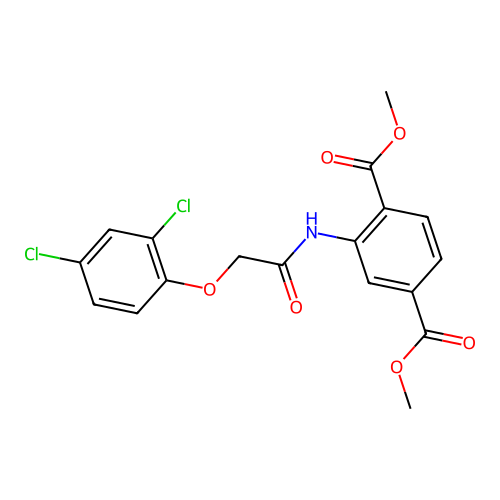Dimethyl 2-{[(2,4-dichlorophenoxy)acetyl]amino}benzene-1,4-dicarboxylate structure