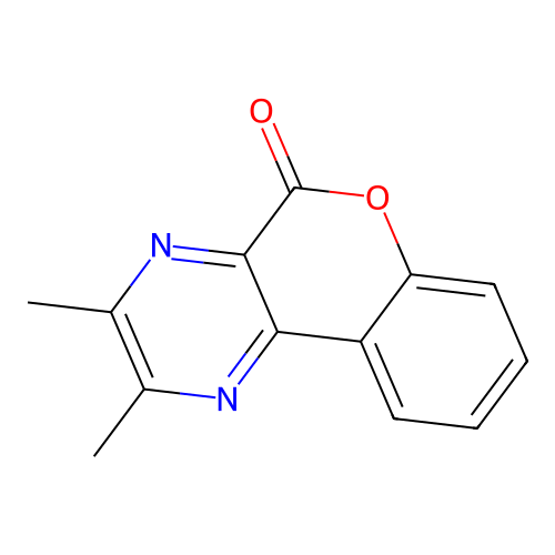 2,3-dimethyl-5H-chromeno[3,4-b]pyrazin-5-one structure