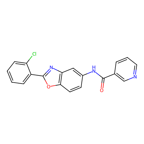 N-[2-(2-chlorophenyl)-1,3-benzoxazol-5-yl]nicotinamide structure