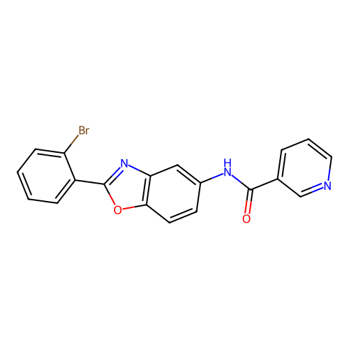 N-[2-(2-bromophenyl)-1,3-benzoxazol-5-yl]pyridine-3-carboxamide structure