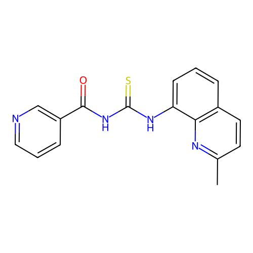 N-[(2-methylquinolin-8-yl)carbamothioyl]pyridine-3-carboxamide structure