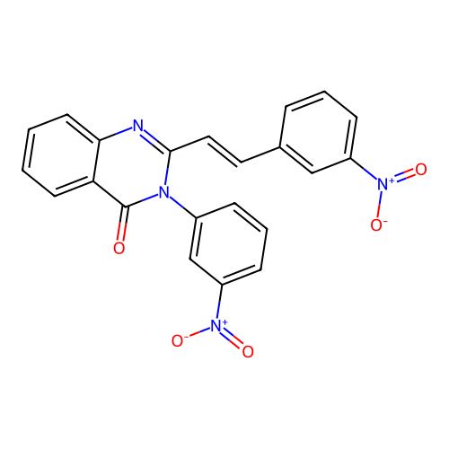 3-(3-nitrophenyl)-2-[(E)-2-(3-nitrophenyl)ethenyl]quinazolin-4(3H)-one structure