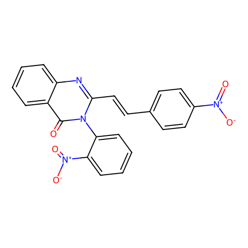 3-(2-nitrophenyl)-2-[(E)-2-(4-nitrophenyl)ethenyl]quinazolin-4(3H)-one structure