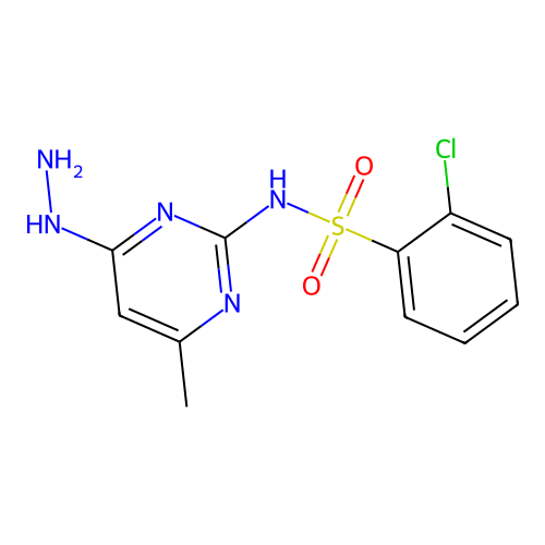 2-chloro-N-(4-hydrazinyl-6-methylpyrimidin-2-yl)benzenesulfonamide structure