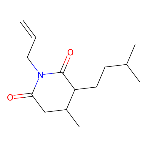 4-Methyl-3-(3-methylbutyl)-1-(prop-2-en-1-yl)piperidine-2,6-dione structure