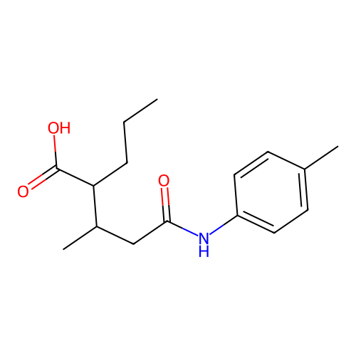 2-{1-methyl-2-[N-(4-methylphenyl)carbamoyl]ethyl}pentanoic acid structure