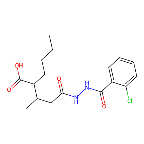 2-(4-(2-(2-Chlorobenzoyl)hydrazinyl)-4-oxobutan-2-yl)hexanoic acid structure