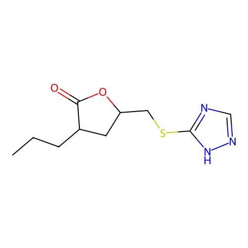 3-Propyl-5-(4H-[1,2,4]triazol-3-ylsulfanylmethyl)-dihydro-furan-2-one structure
