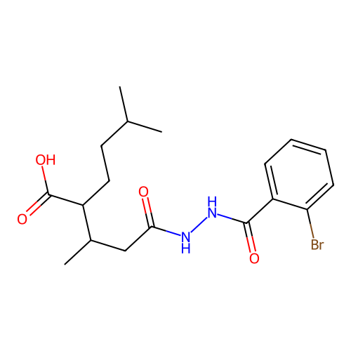 2-(4-(2-(2-Bromobenzoyl)hydrazinyl)-4-oxobutan-2-yl)-5-methylhexanoic acid structure