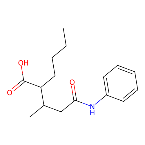 2-(3-Anilino-1-methyl-3-oxopropyl)hexanoic acid structure
