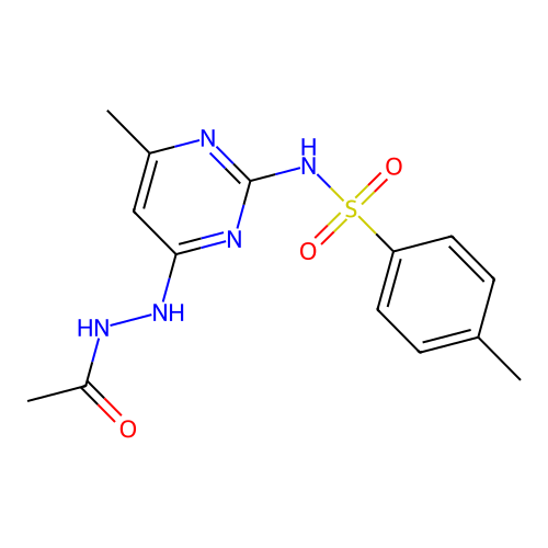 N-[4-(2-acetylhydrazinyl)-6-methylpyrimidin-2-yl]-4-methylbenzenesulfonamide structure