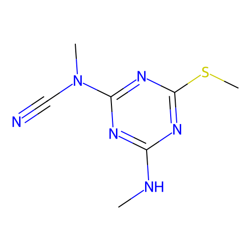 Methyl[4-(methylamino)-6-(methylsulfanyl)-1,3,5-triazin-2-yl]cyanamide structure