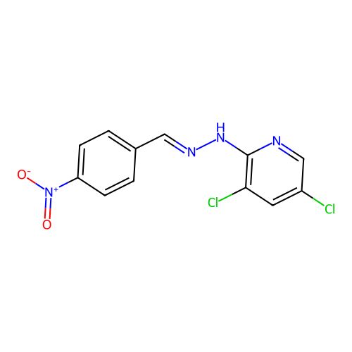 3,5-dichloro-2-[(2E)-2-(4-nitrobenzylidene)hydrazinyl]pyridine structure