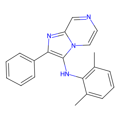 N-(2,6-dimethylphenyl)-2-phenylimidazo[1,2-a]pyrazin-3-amine structure
