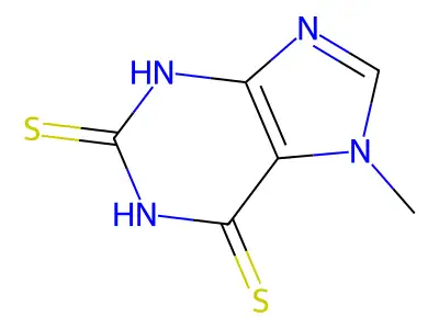 7-methylpurine-2,6-dithione structure