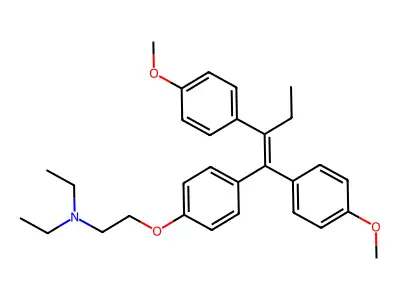 2-[4-[1,2-bis(4-methoxyphenyl)but-1-enyl]phenoxy]-N,N-diethylethanamine structure