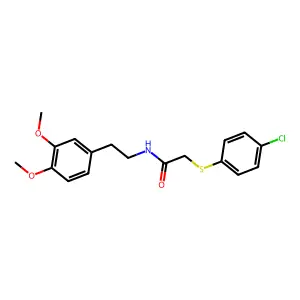 2-(4-chlorophenyl)sulfanyl-N-[2-(3,4-dimethoxyphenyl)ethyl]acetamide structure