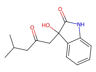 3-hydroxy-3-(4-methyl-2-oxopentyl)-1,3-dihydro-2H-indol-2-one structure