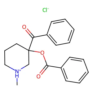 3-Benzoyl-1-methylpiperidin-3-yl benzoate--hydrogen chloride (1/1) structure