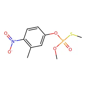 O,S-Dimethyl O-(3-methyl-4-nitrophenyl) phosphorothioate structure