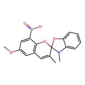 6'-Methoxy-3,3'-dimethyl-8'-nitrospiro[1,3-benzoxazole-2,2'-chromene] structure