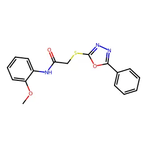 N-(2-methoxyphenyl)-2-[(5-phenyl-1,3,4-oxadiazol-2-yl)sulfanyl]acetamide structure