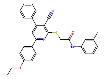 2-((3-Cyano-6-(4-ethoxyphenyl)-4-phenylpyridin-2-yl)thio)-N-(m-tolyl)acetamide structure