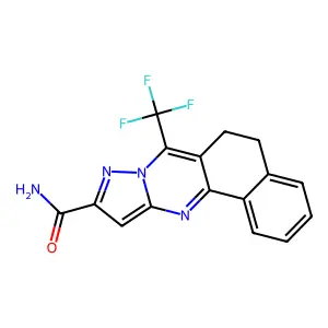 7-(Trifluoromethyl)-5,6-dihydrobenzo[h]pyrazolo[5,1-b]quinazoline-10-carboxamide structure