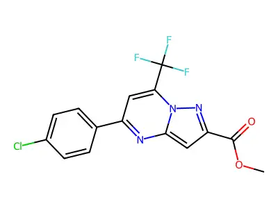 methyl 5-(4-chlorophenyl)-7-(trifluoromethyl)pyrazolo[1,5-a]pyrimidine-2-carboxylate structure