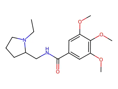 N-[(1-ethyl-2-pyrrolidinyl)methyl]-3,4,5-trimethoxybenzamide structure