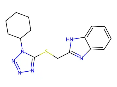 2-{[(1-cyclohexyl-1H-tetraazol-5-yl)sulfanyl]methyl}-1H-benzimidazole structure
