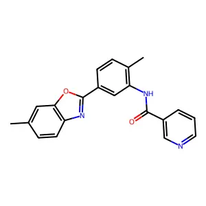N-[2-methyl-5-(6-methyl-1,3-benzoxazol-2-yl)phenyl]pyridine-3-carboxamide structure