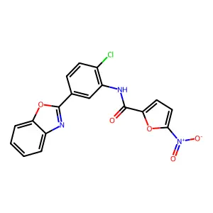 N-[5-(1,3-benzoxazol-2-yl)-2-chlorophenyl]-5-nitrofuran-2-carboxamide structure