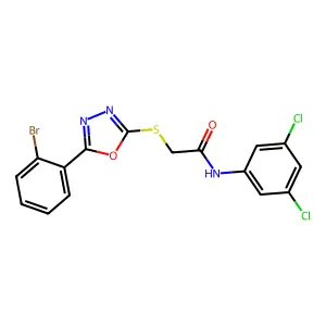 2-((5-(2-Bromophenyl)-1,3,4-oxadiazol-2-yl)thio)-N-(3,5-dichlorophenyl)acetamide structure